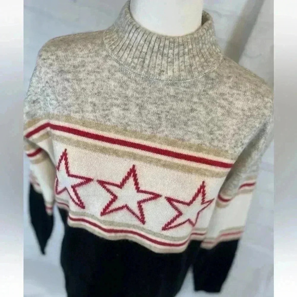 NEW Lou & Grey Star Stripe Mock Neck Sweater Woman’s Size XS Loft Ann Taylor - Picture 5 of 13